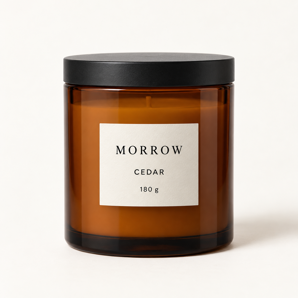 Original fictional MORROW candle image used as a shot-planning example